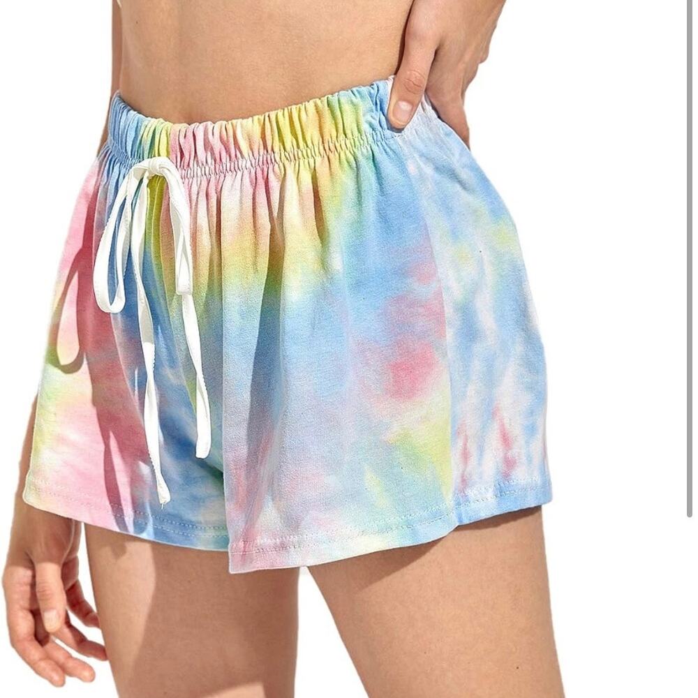 SweatyRocks Casual Tie Dye Drawstring High Waist Shorts XL